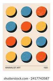 Minimal 20s geometric design poster, vector template with primitive shapes