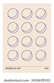 Minimal 20s geometric design poster, vector template with primitive shapes