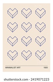 Minimal 20s geometric design poster, vector template with primitive shapes