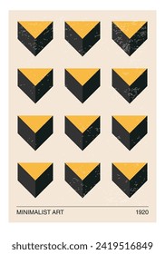 Minimal 20s geometric design poster, vector template with primitive shapes