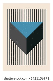 Minimal 20s geometric design poster, vector template with primitive shapes