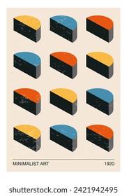 Minimal 20s geometric design poster, vector template with primitive shapes