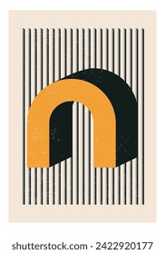 Minimal 20s geometric design poster, vector template with primitive shapes