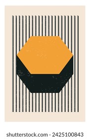 Minimal 20s geometric design poster, vector template with primitive shapes