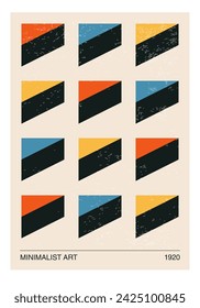 Minimal 20s geometric design poster, vector template with primitive shapes