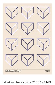 Minimal 20s geometric design poster, vector template with primitive shapes