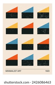 Minimal 20s geometric design poster, vector template with primitive shapes