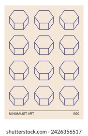 Minimal 20s geometric design poster, vector template with primitive shapes