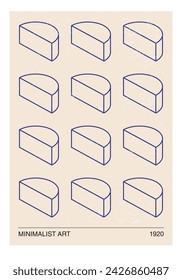 Minimal 20s geometric design poster, vector template with primitive shapes