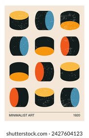 Minimal 20s geometric design poster, vector template with primitive shapes