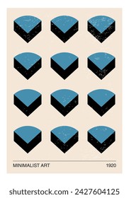 Minimal 20s geometric design poster, vector template with primitive shapes