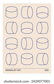 Minimal 20s geometric design poster, vector template with primitive shapes