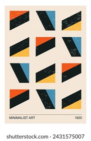 Minimal 20s geometric design poster, vector template with primitive shapes