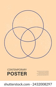Minimal 20s geometric design poster, vector template with primitive shapes