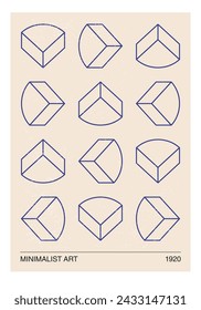 Minimales 20er Jahre geometrisches Design-Poster, Vektor-Vorlage mit primitiven Formen
