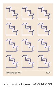 Minimal 20s geometric design poster, vector template with primitive shapes