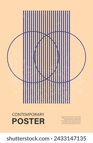 Minimal 20s geometric design poster, vector template with primitive shapes