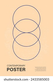 Minimal 20s geometric design poster, vector template with primitive shapes