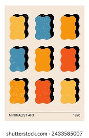 Minimal 20s geometric design poster, vector template with primitive shapes