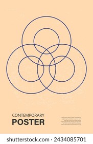 Minimal 20s geometric design poster, vector template with primitive shapes