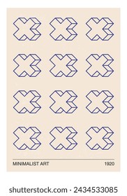 Minimal 20s geometric design poster, vector template with primitive shapes