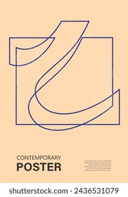 Póster de diseño geométrico Minimal 20s, plantilla vectorial con formas primitivas