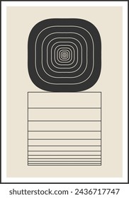 Minimal 20s geometric design poster, vector template with primitive shapes