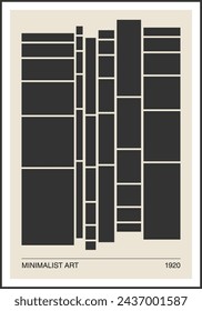 Minimal 20s geometric design poster, vector template with primitive shapes