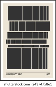 Minimal 20s geometric design poster, vector template with primitive shapes