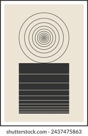 Minimal 20s geometric design poster, vector template with primitive shapes