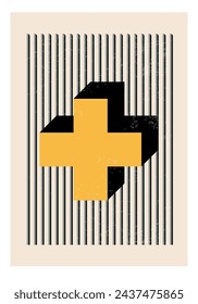 Minimal 20s geometric design poster, vector template with primitive shapes