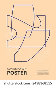 Minimal 20s geometric design poster, vector template with primitive shapes