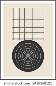 Minimal 20s geometric design poster, vector template with primitive shapes