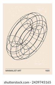 Minimal 20s geometric design poster, vector template with primitive shapes