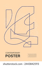 Minimal 20s geometric design poster, vector template with primitive shapes