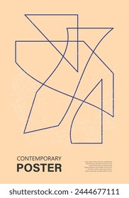 Minimal 20s geometric design poster, vector template with primitive shapes