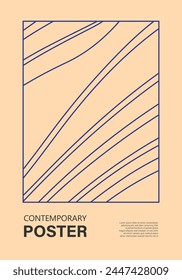 Minimal 20s geometric design poster, vector template with line art shapes