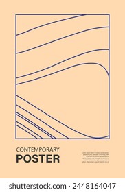 Minimal 20s geometric design poster, vector template with line art shapes