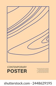 Minimal 20s geometric design poster, vector template with line art shapes