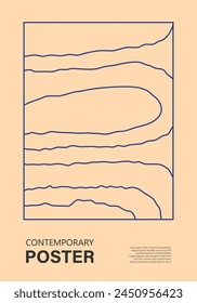 Minimal 20s geometric design poster, vector template with line art shapes