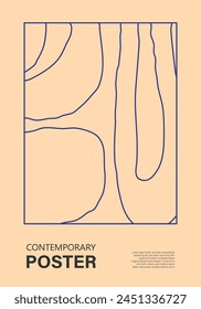 Minimal 20s geometric design poster, vector template with line art shapes