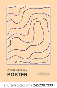 Minimal 20s geometric design poster, vector template with line art shapes