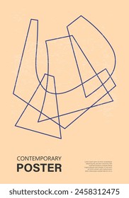 Minimal 20s geometric design poster, vector template with primitive shapes