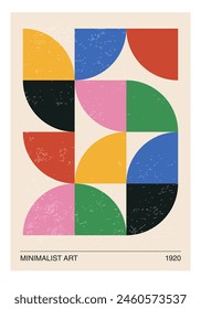 Minimal 20s geometric design poster, vector template with primitive shapes