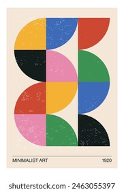 Minimal 20s geometric design poster, vector template with primitive shapes