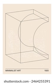 Minimal 20s geometric design poster, vector template with primitive shapes