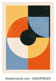Minimal 20s geometric design poster, vector template with primitive shapes