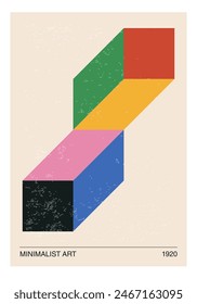 Minimal 20s geometric design poster, vector template with primitive shapes