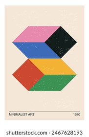 Minimal 20s geometric design poster, vector template with primitive shapes