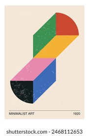 Minimal 20s geometric design poster, vector template with primitive shapes